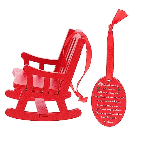 KONTONTY 1 Stück kleine Schaukelstuhlverzierungen Cute Decor weihnachtsbaumdeko schaukelstuhll raumdeko Mini-Stuhlmöbel Kleiner Schaukelstuhl Mini-Schaukelstuhl-Anhänger hölzern rot von KONTONTY
