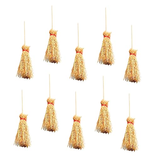 KONTONTY 10 Stück Mini Besen Modelldekoration Hexen Besen Ornament Kleiner Besen Puppenhaus Miniatur Besen Mini Besen Dekorativer Besen Mini Hausbesen Miniatur Handbesen von KONTONTY