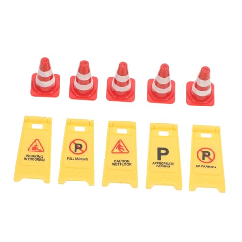 KONTONTY 10 Stück Puppenhaus Modell Straßenspielzeug Für Mini Verkehrskegel Mini Verkehrszeichen Miniatur Verkehrskegel Schild Modell Kleine Verkehrskegel Straßenschilder Kleine von KONTONTY