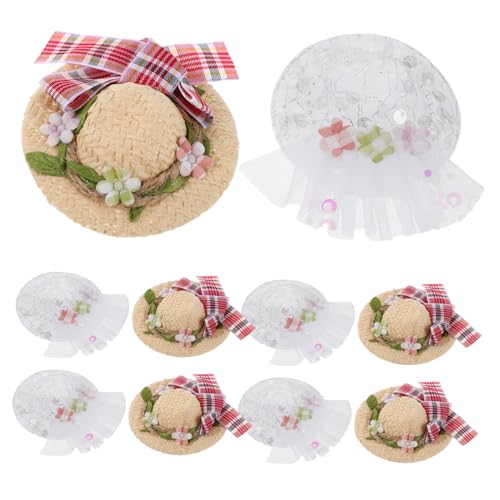 KONTONTY 10 Stück Puppenspielzeughut Strohhut Ornament Miniatur Puppenhüte Mini Sombrero Basteln Mini Kleiner Hut Spielzeughüte Für DIY Hutzubehör Weihnachtsdekoration von KONTONTY