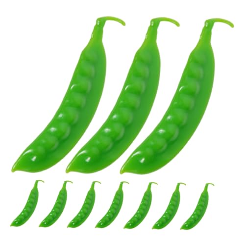 KONTONTY 10 Stück Simuliertes Schneeerbsenmodell Künstliche Grüne Ornamente Kleine Erbsenschote Erbsensamen Kaiserschoten Zuckerschoten PVC Green von KONTONTY