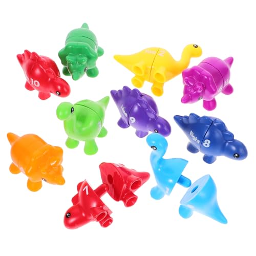 KONTONTY 10 Stück Teiliges Dinosaurier Lernspielzeug aus Robustem Farbige Zahlen und Buchstaben Sortierspiele für Kleinkinder Leicht und Tragbar Fördert Frühe Bildung und Kognitive von KONTONTY