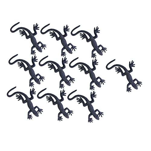 KONTONTY 10 Stück Teiliges Kunststoff Gecko Realistische Simulation für Halloween April Fools Day Partydekorationen und Streiche Schwarz für Karneval und Kostümpartys von KONTONTY