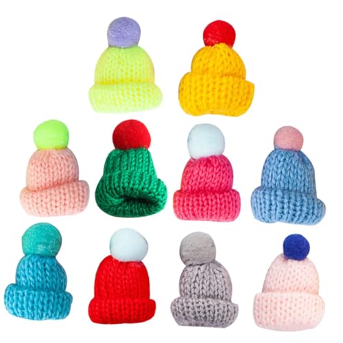 KONTONTY 10 Stück Teiliges Mini Strickmützen aus Wollgarn Kleine Weihnachtsbaum Ornamente Wiederverwendbare DIY Bastelmaterialien Handgefertigte Mini Hüte für Schmuck und Dekoration von KONTONTY