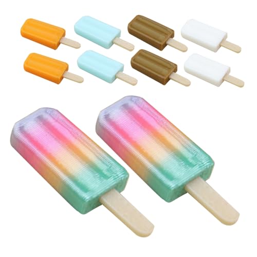 KONTONTY 10 Stück Teiliges Miniatur EIS Am Stiel Bunte Realistische Puppenhaus-deko Langlebige Sichere für Puppenhaus Küchen Lernspielzeug von KONTONTY