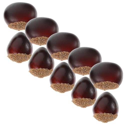 KONTONTY 10 Stück Teiliges Realistische Künstliche Kastanien Dekorationen für Zuhause Langlebige Party und Herbstdeko mit Naturgetreuer Textur für Fotorequisiten und Saisonale Gestaltung von KONTONTY