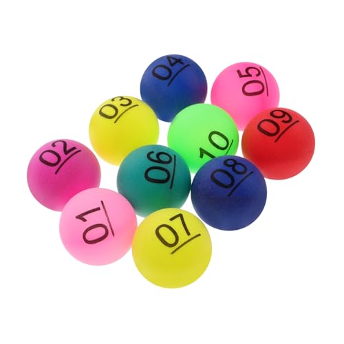 KONTONTY 10 Stück Zahlenball für Spiel kleine nummerierte Kugeln Bingo-Zahlenkugeln Anzahl Bingokugeln Berufung Kugelstützen aus Kunststoff Bälle rufen Sphäre Partybälle pp von KONTONTY