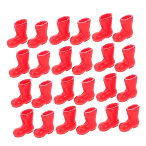 KONTONTY 100 Stück Mini-Weihnachtsstiefel für Weihnachtsminiatur winzig Mini-Puppenhaus Weihnachten Zubehör Weihnachtsstiefelverzierung weihnachtsstiefel Plastik rot von KONTONTY
