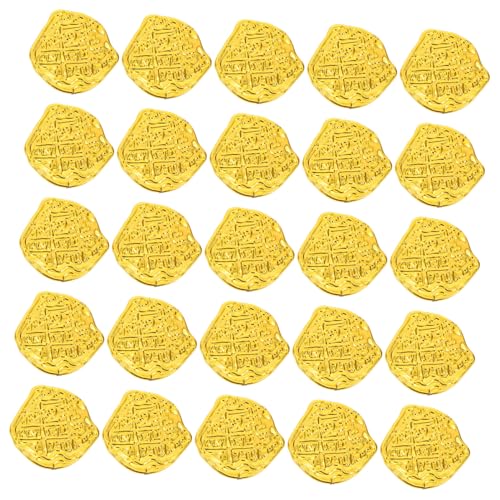 KONTONTY 100 Stück Münzdekoration Goldschatzmünze Realistische Geldimitation Belohnungsmünzen Für Klassenzimmer Belohnungsmarken Piraten Dublonen Gold Dublonen Goldener von KONTONTY