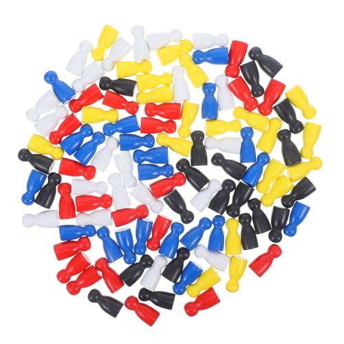 KONTONTY 100 Stück Teiliges Brettspiel Zubehör Bunte Spielfiguren Schach Figuren Spielmarken für Familien und Holzoptik Spielsteine Vielseitig Einsetzbar von KONTONTY
