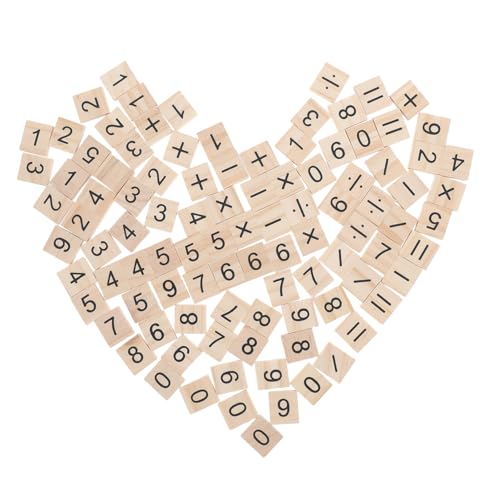 KONTONTY 100 Stück Teiliges Kleine Holz Zahlen und Symbolfliesen für Mathematik Vielseitige DIY Bastelmaterialien Pädagogische Lernhilfen für Schule und Zuhause von KONTONTY