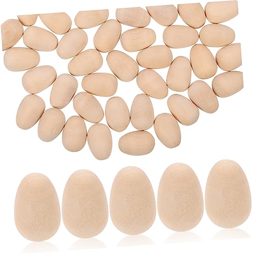 KONTONTY 100 Stück eierimitationen aus Holz Ostereier basteln Easter Egg Decoration Holzspielzeug Ostereier DIY Ostereier DIY Holzeier Party Holzhandwerk Ostern-Simulations-Ei hölzern von KONTONTY