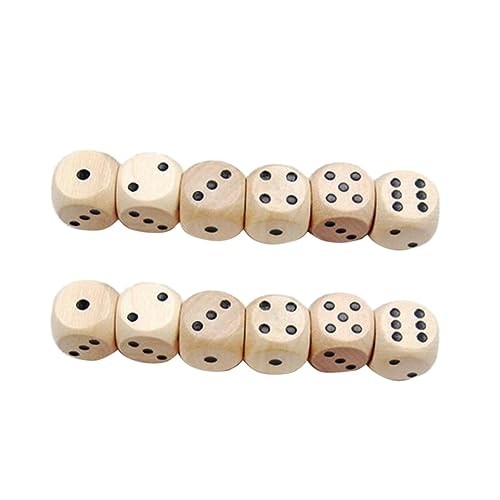 KONTONTY 10pcs 16mm Holz Würfel Set Sechs Seitige Große Würfel Für Spiele Holz Spielen Würfel-tragen von KONTONTY