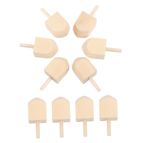 KONTONTY 10St hölzerner Kreisel kinderspielzeug Traditionelles interaktives Holzdreidel Kreisel unbemalte Dreidel aus Holz Lotusbaum Khaki von KONTONTY