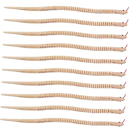KONTONTY 10Stücke Teiliges aus Holz Realistische Schlangen Spielzeuge für DIY Holzschlangenspielzeug Lernspielzeug für Kreative Bastelprojekte und Spannende Tiererlebnisse von KONTONTY