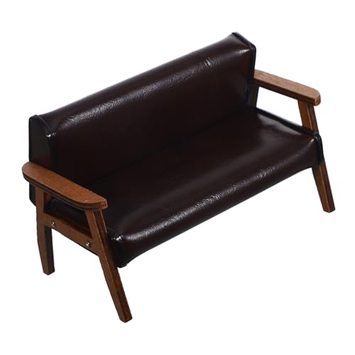 KONTONTY Puppenhauseinrichtung Puppenhaus 12 Maßstab Braunes Tiny Sofa Dekorativer Öbelstück Für Dollhouse Adorable Miniature Chair Für Kreative Spielwelten von KONTONTY