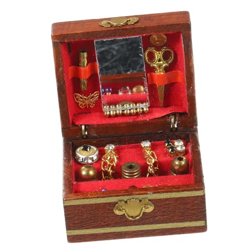 KONTONTY Dollhouse Puppenhaus Puppen Puppenhaus 12 Maßstab Braune Schmuckaufbewahrung Dekorative Schatztruhe Für Puppenhausmöbel Und Schmuckhalter von KONTONTY