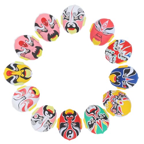 KONTONTY 12 Stück Beflockte Chinesische Opernmasken Partymasken Cosplay-gesichtsmasken Für Halloween Und Performances von KONTONTY