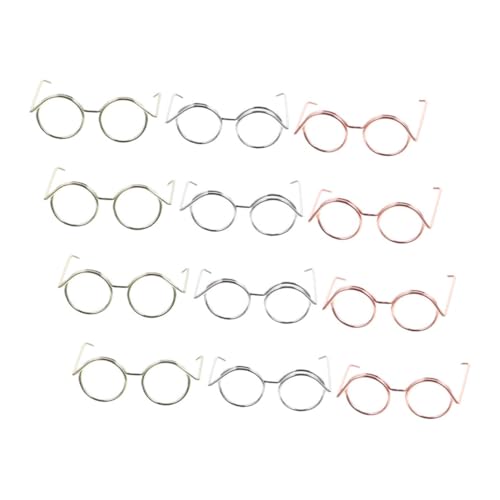 KONTONTY 12 Stück Brillen Spielzeugzubehör Dekoration Glas Mini Zubehör Dekorative Kinderbrillen Miniatur Sonnenbrillen Mini Brillen Miniatur Hauszubehör Glashandwerk Kupferdraht von KONTONTY