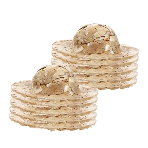 KONTONTY 12 Stück Geflochtener Strohhut Basteln Sie Strohhüte Für Puppen Gewebter Hut Mini Kleine Strohhüte Kleine Strohkappe Dekoration Uv Erste Luftig Puppenstuben-strohhüte Winzig Beige von KONTONTY