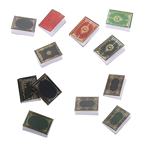 KONTONTY 12 Stück Mini -Buchzubehör Mini-Hausschmuck kleine Puppenstubenbücher winzig Miniaturen Ornament Mini-Hausdekoration Mini-Verzierung Mini-Heimschmuck Mikrohausmodell Papier von KONTONTY
