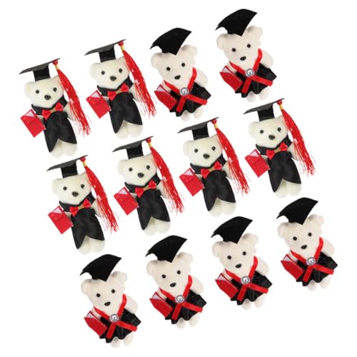 KONTONTY 12 Stück Mini Plüschbären mit Doktorhut Abschlussgeschenk für Klasse für DIY Dekorationen Blumenstrauß Zubehör von KONTONTY