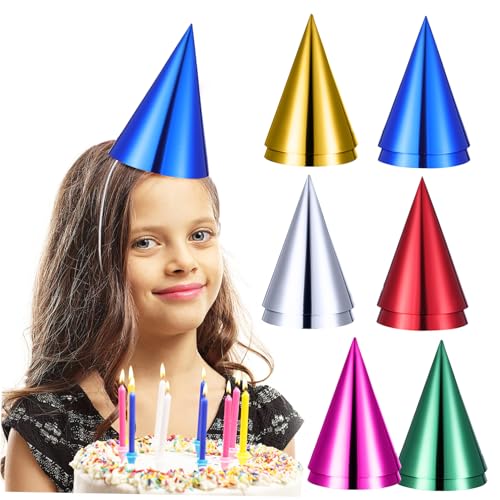 KONTONTY 12 Stück Partyhüte für Kindergeburtstag Bunte Hüte aus Papier mit Metallic Folie für Hochzeiten Feiern und Veranstaltungen Sicherer Halt mit Bändern Wiederverwendbar KONTONTY 12 Stück Partyhüte für Kindergeburtstag Bunte Hüte aus Papier mit Metallic Folie für Hochzeiten Feiern und Veranstaltungen Sicherer Halt mit Bändern Wiederverwendbar von KONTONTY