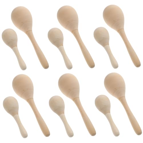 KONTONTY 12 Stück Sandhammer färben Maracas- Party Krachmacher Instrumentenmalerei Holzhandwerk Maracas- Musikspielzeug für Kinderinstrument hölzern von KONTONTY