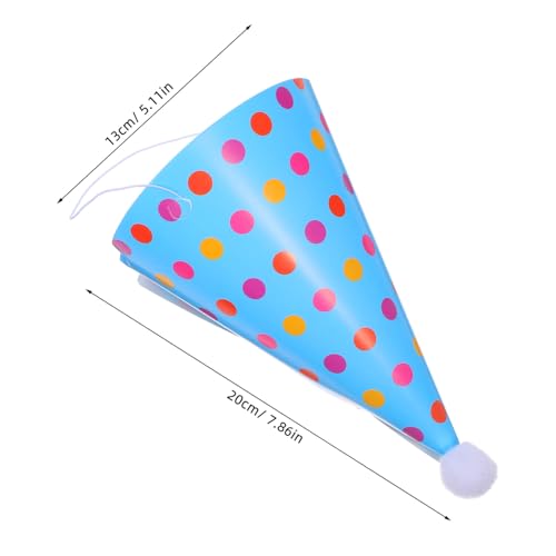 KONTONTY 12 Stück Teiliges Geburtstagsparty Kegelhut mit Pompom Bunte Leichte Papier Partyhüte für Jungen und Mädchen Bequemes Kopfzubehör für Festliche Feiern und Fotoaktionen von KONTONTY