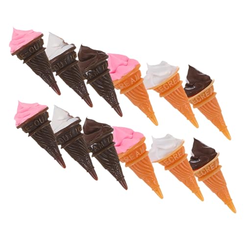 KONTONTY 12 Stück Teiliges Mini Eiscreme aus Hochwertigem Resin Realistische Miniatur Dessert Ornamente Kleine Puppenhaus Dekoration für Küchen und Kreative Spielwelten von KONTONTY
