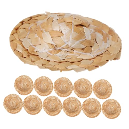 KONTONTY 12 Stück Teiliges Mini Strohhüte aus Atmungsaktivem Material Handgefertigte Langlebige Miniaturpuppen Hüte für DIY Bastelprojekte Sommerliche Puppendekorationen von KONTONTY