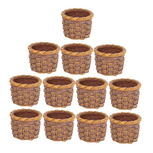 KONTONTY 12 Stück Teiliges Mini-picknickkorb Handgewebtem Rattan Kleine Miniaturkörbe für Puppenhausdekoration Vielseitig für DIY-bastelprojekte Partygeschenke und Feengarten-Arrangements von KONTONTY