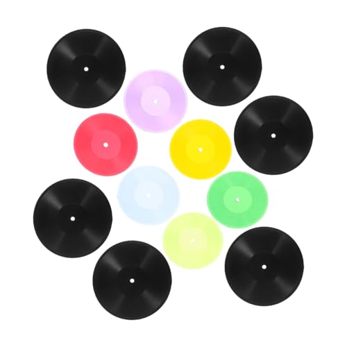 KONTONTY 12 Stück Teiliges Miniatur Vinyl Schallplatten Vintage Schwarze und Transparente Modelle Dekorative Puppenhaus Requisiten Langlebig für DIY Mini Haus Szenen und Desktop Deko von KONTONTY