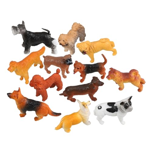 KONTONTY 12 Stück Teiliges Set Mini Hunde Figuren Realistische Kunststoff Welpen Statuen für Lernspielzeug und Dekoration für Mini und Schreibtische von KONTONTY