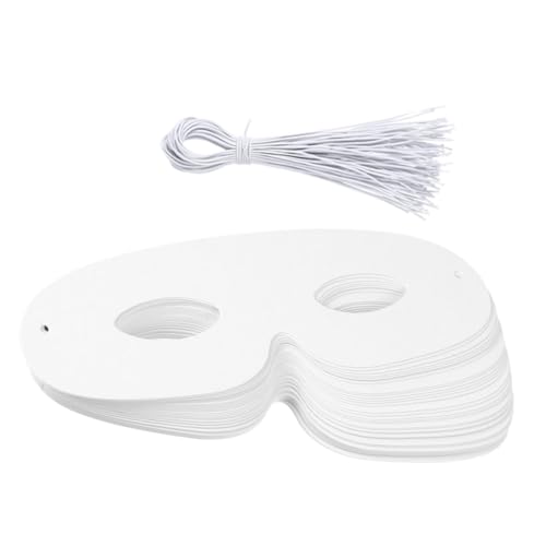 KONTONTY 120pcs DIY Leere Weiße Papiermasken Mit Bastelmaske Mit Elastischen Seilen Für Maskerade Halloween Mardi Gras Geburtstagsschule Und Kostümpartys von KONTONTY
