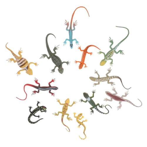 KONTONTY 12st Künstliche - Alligator Reptil Realistische Kleiner Spielzeuggecko Plüsch Gelber Gecko Leopard Mini Spielzeugfrosch Plastik von KONTONTY
