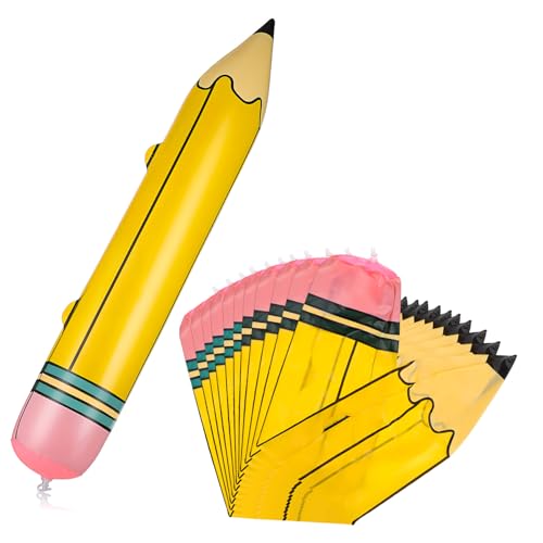 KONTONTY 12stücke Aufblasbarer Bleistift Jumbo Spielzeug Großes Dekorationsartikel Für Klassenzimmer Schulbeginn Party Requisiten Aus Pvc Material Leicht Tragbar von KONTONTY