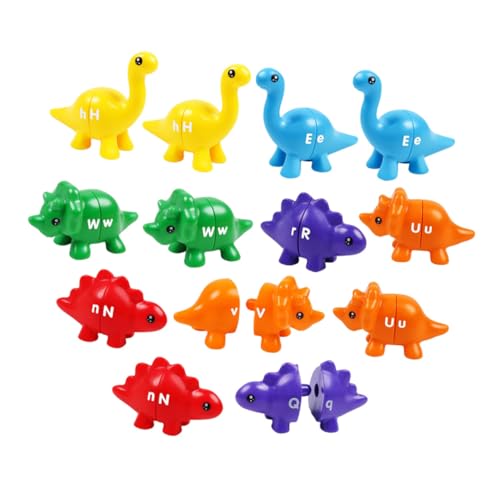 KONTONTY 13 Stück Teiliges Dinosaurier Lernspielzeug Alphabet Zuordnungsspiel für Kleinkinder Feinmotorische Entwicklung Farberkennung Hand Auge Koordination Tragbar und Pädagogisch von KONTONTY