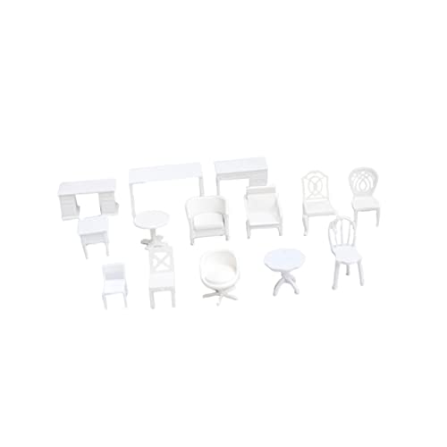 KONTONTY 14 STK Mini-Möbel Living Room Decoration wohnzimmerdeko Kinderzimmer Plastikmöbel bastelkasten Miniaturmöbel Puppenhaus Möbel Modell Mini-Tischset für Weiß von KONTONTY