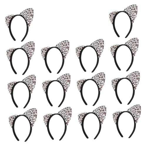 KONTONTY 14 Stück Teiliges Leopard Katzenohren Haarband Modischer Stirnband Kopfschmuck mit Leopardenmuster Kreatives Katzenkostüm Zubehör für Mädchen bei Karneval Party und Cosplay KONTONTY 14 Stück Teiliges Leopard Katzenohren Haarband Modischer Stirnband Kopfschmuck mit Leopardenmuster Kreatives Katzenkostüm Zubehör für Mädchen bei Karneval Party und Cosplay von KONTONTY