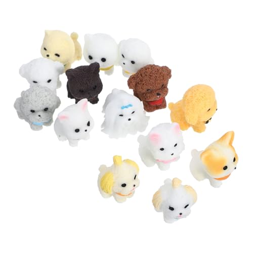 KONTONTY 14 Stück Teiliges Mini Hundefiguren Robustem Resin mit Niedlichen Cartoon Designs Winzige Tierornamente für DIY Mikrolandschaften Puppenhäuser Mini Gartendekoration und Kreative von KONTONTY