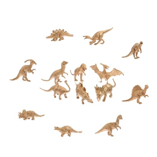 KONTONTY 14st Goldenes Dinosauriermodell Pädagogisches Dinosaurier Handwerk Lernspielzeug Kindersimulation Dinosaurier Desktop-Ornament Realistische Lehrmittel Plastik von KONTONTY
