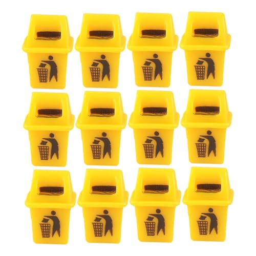 KONTONTY 15 Stück Mini Mülleimer Schwarz Mit Abfalleimer Müll Schlanke Kleine Puppenhaus Mülleimer Für Puppenhaus Mini Zubehör Puppenhaus Mini Kunststoff Gelb von KONTONTY