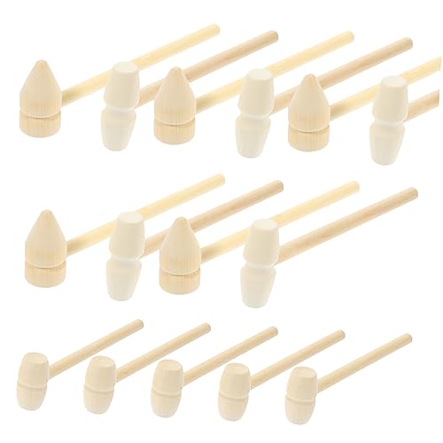 KONTONTY 15 Stück Teiliges Holzhammer Sicher Poliert Robuste Holzhämmer Montessori für Mädchen und Jungen Fördert Feinmotorik und Kreatives von KONTONTY