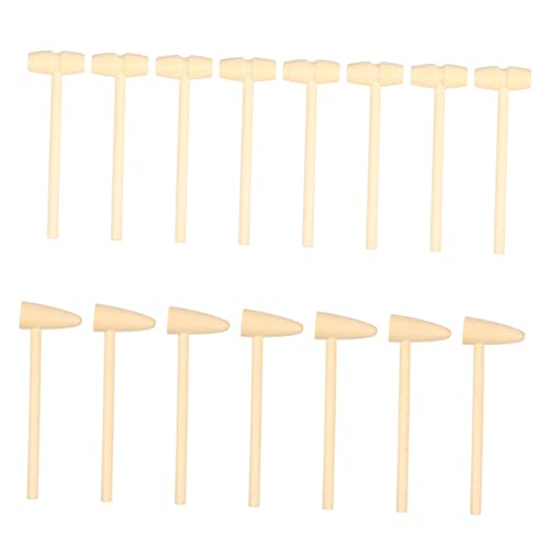 KONTONTY 15 Stück Teiliges Mini Holzhammer für Kleine Hämmer aus Lackiertem Holz Pädagogisch Fördernd für Hand Augen Koordination und Feinmotorik Sicher Verarbeitet ohne Scharfe Kanten von KONTONTY