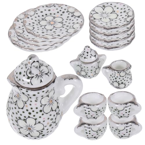 KONTONTY 15 Teiliges Miniatur Tee Service Set Für Puppenhaus Teetassen Untertassen Und Sahnekännchen Perfekte Dekoration Für Nachmittagskaffee Und Teeparty Szenen KONTONTY 15 Teiliges Miniatur Tee Service Set Für Puppenhaus Teetassen Untertassen Und Sahnekännchen Perfekte Dekoration Für Nachmittagskaffee Und Teeparty Szenen von KONTONTY