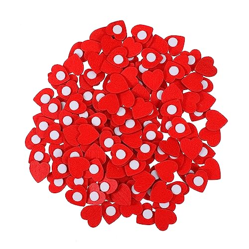 KONTONTY 150 Stück Liebe Aufkleber Dekorative Holzaufkleber Holzhandwerk Holzaufkleber Selber Machen Herzförmig Geklebte Ornamente Kleine Herzverzierungen Holzherzkleber Rot Hölzern von KONTONTY