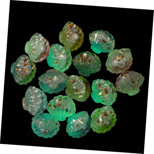KONTONTY 16 Stück Leuchtende Mini Muschelfiguren Teiliges Resin Deko mit Perlen Fluoreszierend im Dunkeln Realistische Kleine Muscheln für DIY Basteln Party und Hochzeitsdekoration von KONTONTY