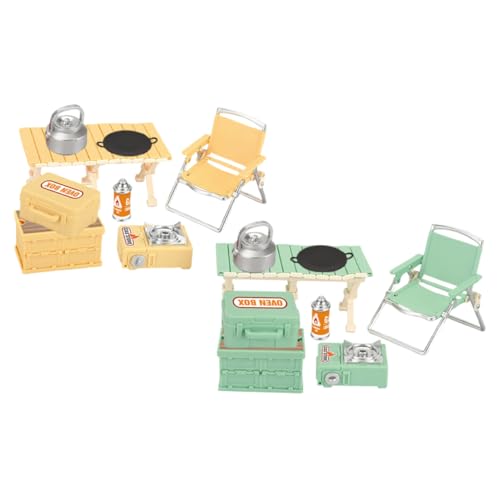 KONTONTY 16 Stück Teiliges Camping Spielset mit Miniatur Faltbarem Stuhl und Tisch Realistisches Outdoor Zubehör Leicht Tragbar für Drinnen und Draußen Rollenspiel Camping von KONTONTY