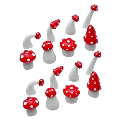 KONTONTY 16Pcs Luminöser Pilz Gefälschter Baumpflanzen Künstliche Baumdekor Little Pot Night Light Pilzpilze Pilzzubehör Garten Pilz Modell Pilz Mini Figurharz Rot Rot von KONTONTY